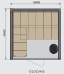 HARVIA Saunakabine SAUNAKABINE HARVIA VENTURA SHV2020, 2000x2000mm, SAUNAOFEN AUF DER RECHTEN SEITE HARVIA VENTURA