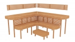 Bancs de sauna Éléments modulaires pour banc de sauna BANC HS 1, TREMBLE, AULNE, THERMO TREMBLE