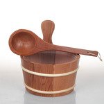 Sauna bucket and ladle sets SAUFLEX 4L WOODEN BUCKET AND 36CM LADLE, CEDAR