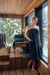 Textiles de sauna vêtements pour sauna RENTO KENNO SARONG JUPE DE SAUNA POUR FEMMES 145x85cm, VERT FONCÉ