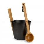 Sauna buckets, pails, basins SAUFLEX ALUMINIUM BUCKET AND LADLE SET GOLD SAUFLEX ALUMINIUM BUCKET AND LADLE SET