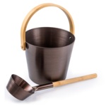Sauna bucket and ladle sets SAUFLEX ALUMINIUM BUCKET 5,0L AND LADLE 43CM, PURPLE SET